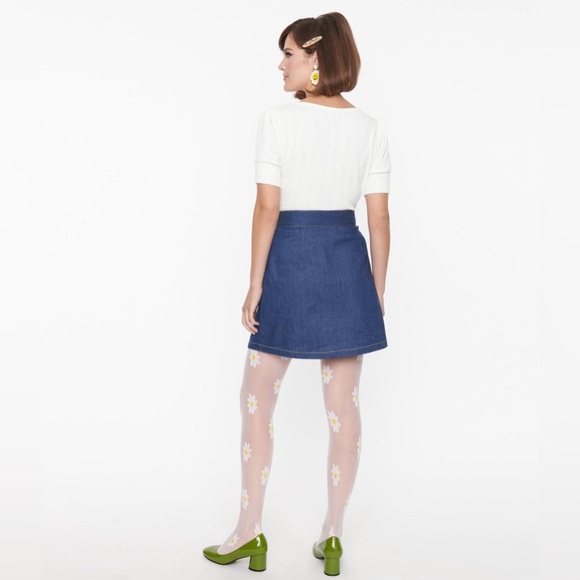 Smak Parlour Dark Denim Tulip Match Game Mini Skirt - Picture 2 of 11